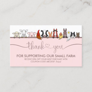 Carte De Visite Signature rose ferme Animal vétérinaire Merci vété