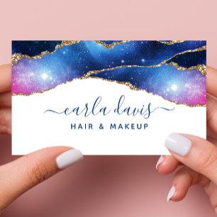 Carte De Visite Signature Script Agate Aquarelle Galaxie Céleste