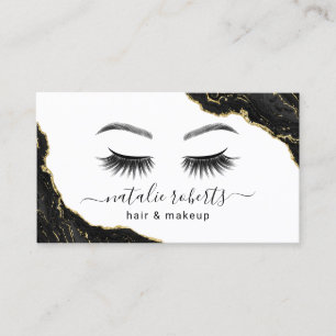 Carte De Visite Signature Script Gold Marble Agate Beauty Salon