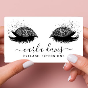 Carte De Visite Signature Script Parties scintillant noire Eyelash