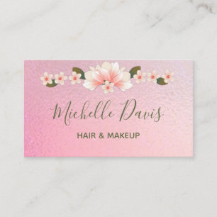 Carte De Visite Signature Script Pink Et Vert Floral Business Ca
