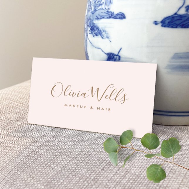 Carte De Visite Signature Script Simple Pink Social Media (Créateur téléchargé)