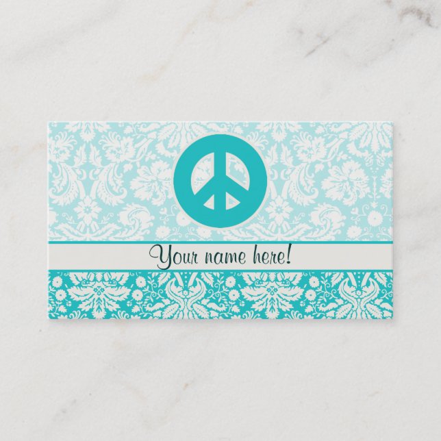 Carte De Visite Signe de paix turquoise (Devant)