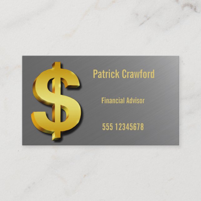 Carte De Visite Signe de scintillement du dollar d'or financier de (Devant)
