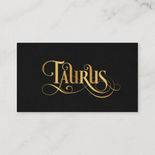 Carte De Visite Signe zodiaque Tourbillonnant Taurus Gold en noir