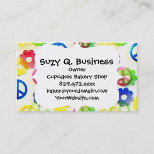 Carte De Visite Signes de Paix Hippie super Fleur Étincelle