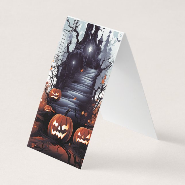 Carte De Visite Signet plié du livre d'horlogerie d'Halloween (Devant)