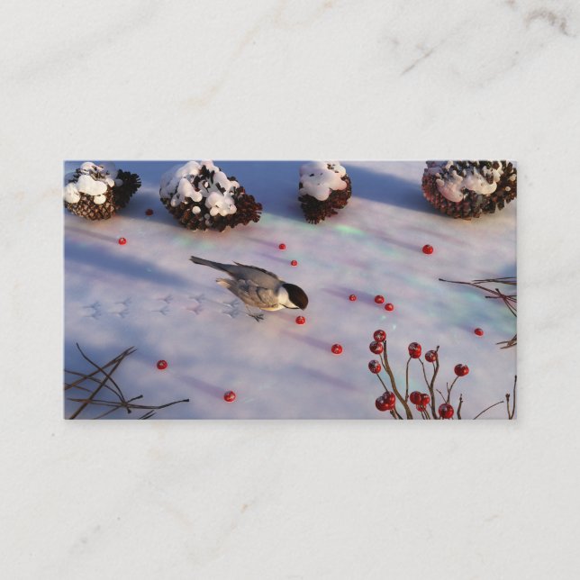 Carte De Visite Signets d'hiver du chickadee (Devant)