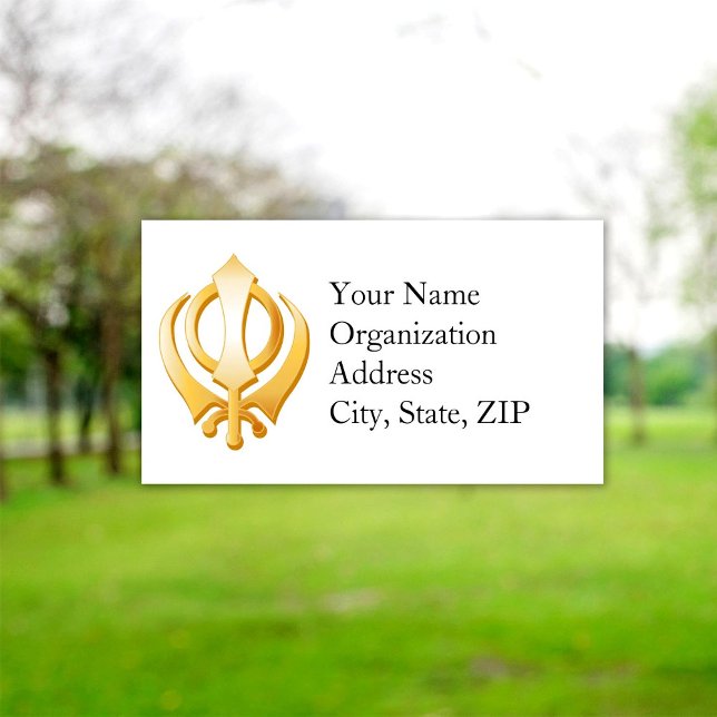 Carte De Visite Sikh 3,5 po x 2 po (Sikh Business Card, Gold Khanda, symbol of the Sikh Religion.
)