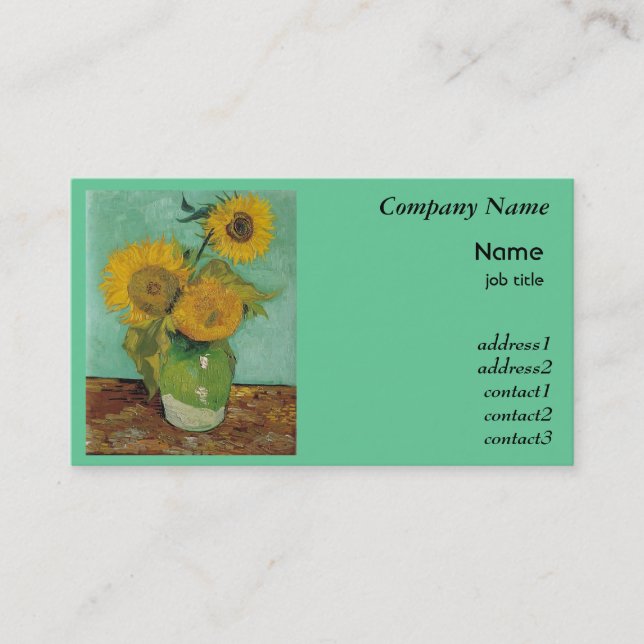 Carte De Visite silence - vase with three sunflowers, van Gogh (Devant)