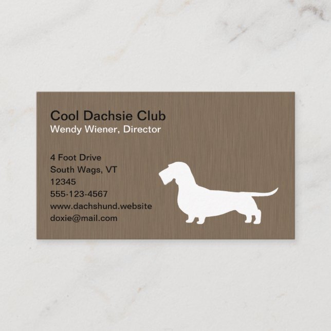 Carte De Visite Silhouette à poils durs Dachshund | Chien de l'ani (Devant)