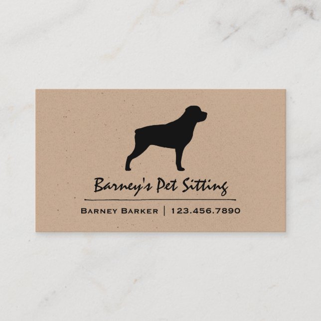 Carte De Visite Silhouette Black Rottweiler | Chien pour animaux d (Devant)