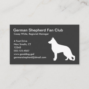 Carte De Visite Silhouette blanche de chien de berger allemand sur