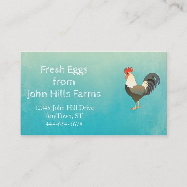 Carte De Visite Silhouette bleue Chevron de coq d'aquarelle d'Aqua (Devant)