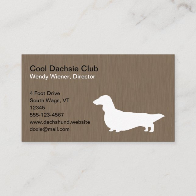 Carte De Visite Silhouette Dachshund | Chien de l'animal (Devant)