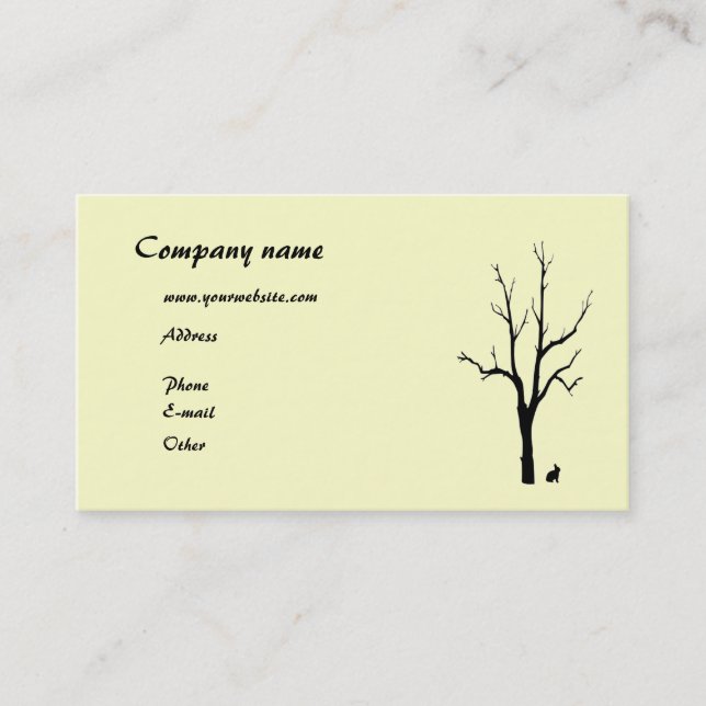 Carte De Visite Silhouette d'arbre et de lapin (Devant)