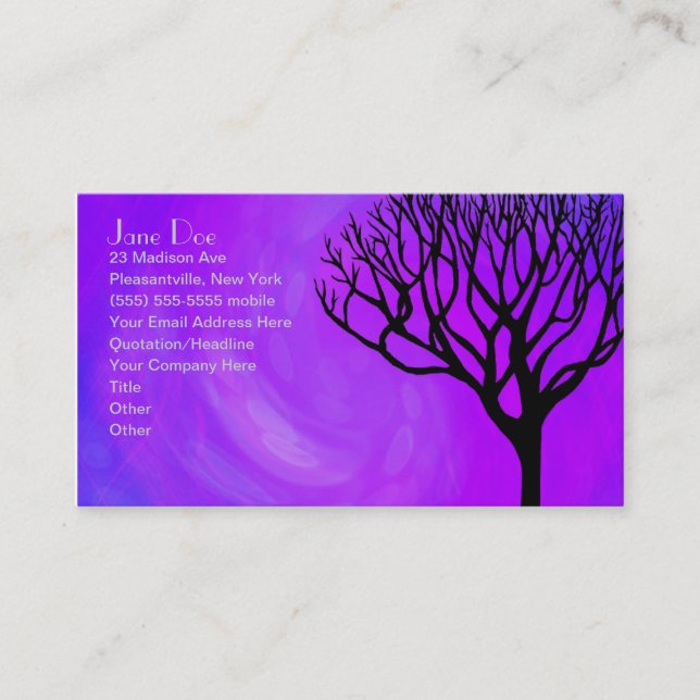 Carte De Visite Silhouette d'arbre (lumières du nord) (Devant)