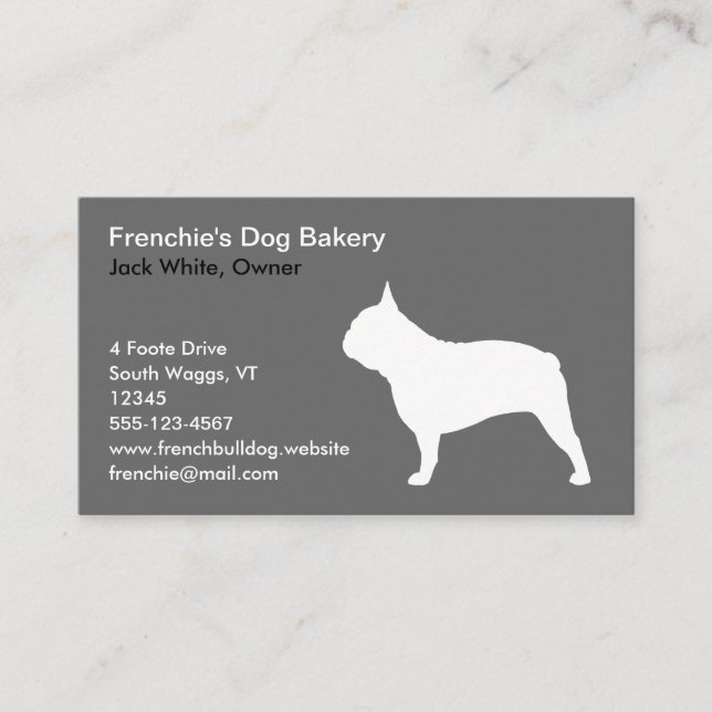 Carte De Visite Silhouette de Bulldog | Chien français (Devant)