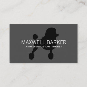Carte De Visite Silhouette de caniche standard noir sur gris