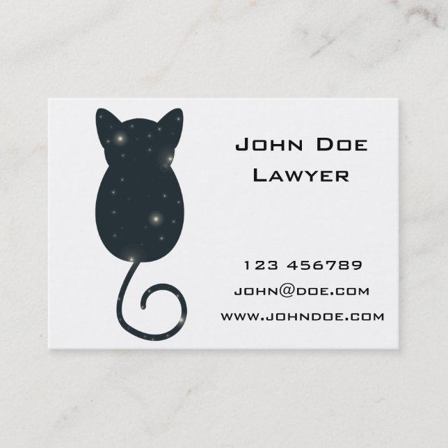 Carte De Visite Silhouette de chat de nuit étoilée (Devant)