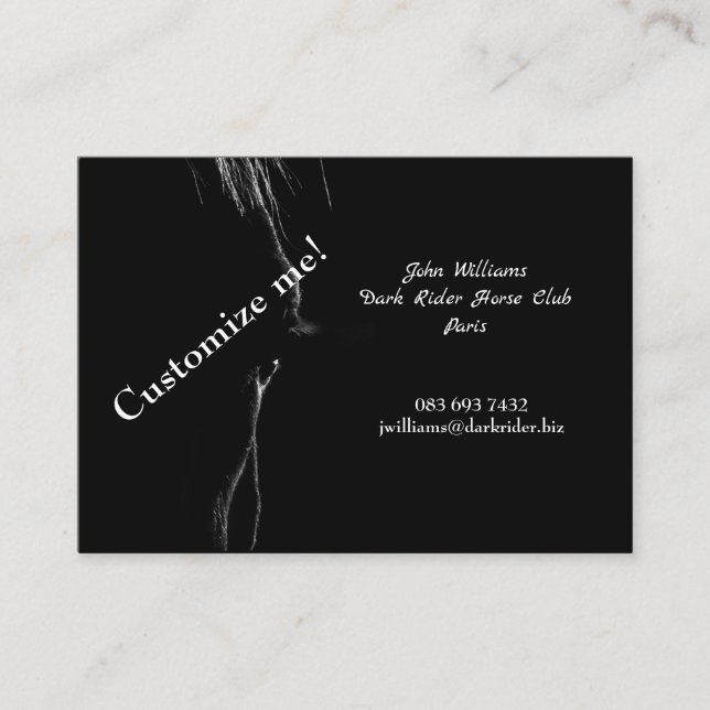 Carte De Visite Silhouette de cheval noir et blanc (Devant)