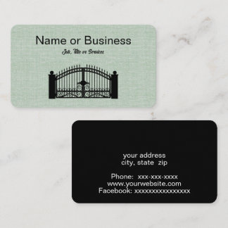 Carte De Visite Silhouette de clôture noire sur fond vert