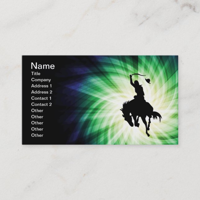 Carte De Visite Silhouette de cowboy; Lumineuse (Devant)