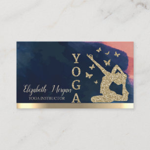 Carte De Visite Silhouette de femme pailletée or, aquarelle de yog