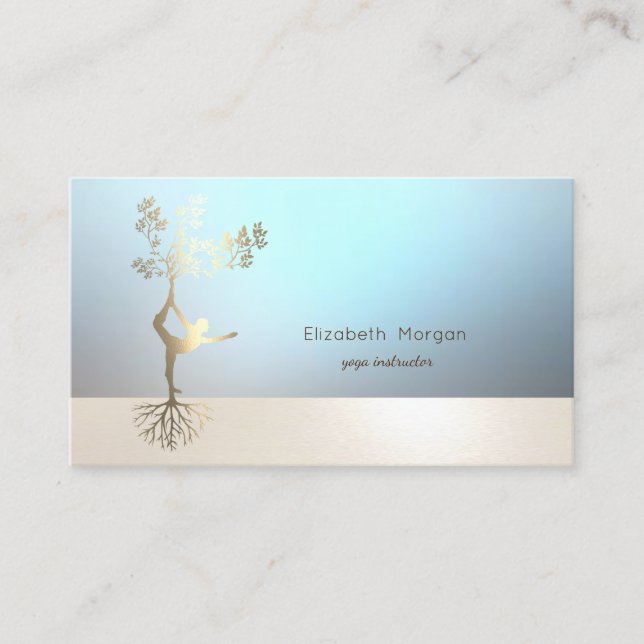 Carte De Visite Silhouette de fille d'arbre bleu professionnel (Devant)