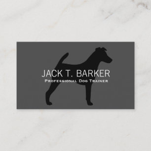 Carte De Visite Silhouette de Fox Terrier glabre Noir sur Gris
