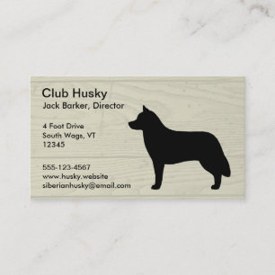 Carte De Visite Silhouette de Husky Sibérien sur Bois Faux