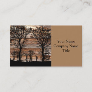 Carte De Visite Silhouette De L'Arbre Des Bois Sur La Barque