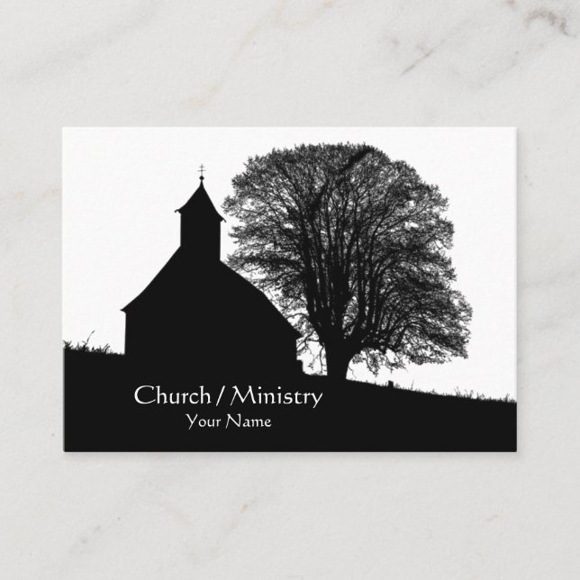 Carte De Visite Silhouette de l'Église et de l'Arbre, chrétien (Devant)