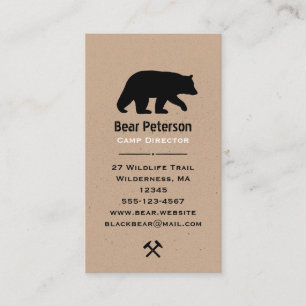 Carte De Visite Silhouette de l'ours noir   Faune simple en plein 
