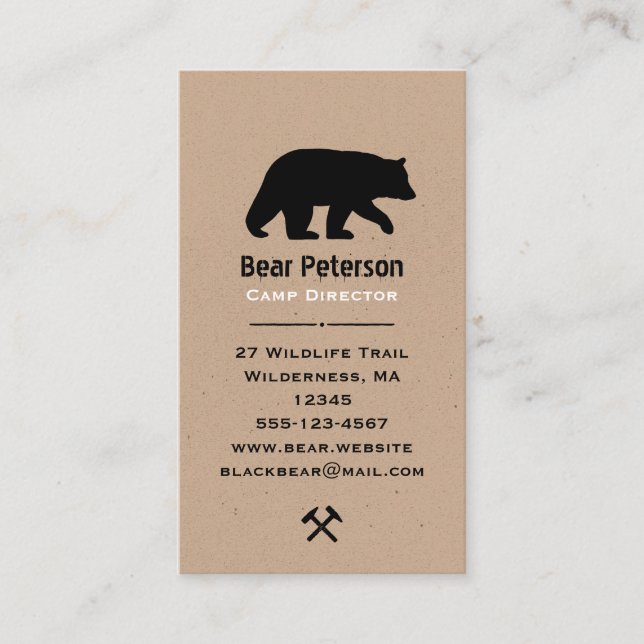 Carte De Visite Silhouette de l'ours noir | Faune simple en plein  (Devant)