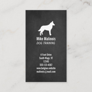Carte De Visite Silhouette de Malinois Belge - Style Tableau Noir