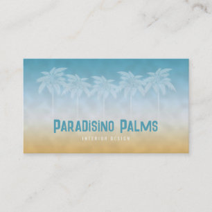 Carte de visite silhouette de palmier à la plage