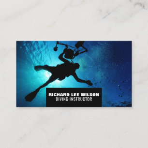 Carte De Visite Silhouette de plongée profonde, instructeur de plo