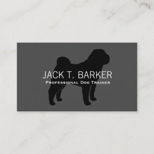 Carte De Visite Silhouette de Shar-Pei Chinois Noir sur Gris