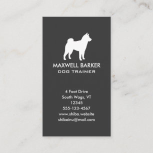 Carte De Visite Silhouette de Shiba Inu verticale