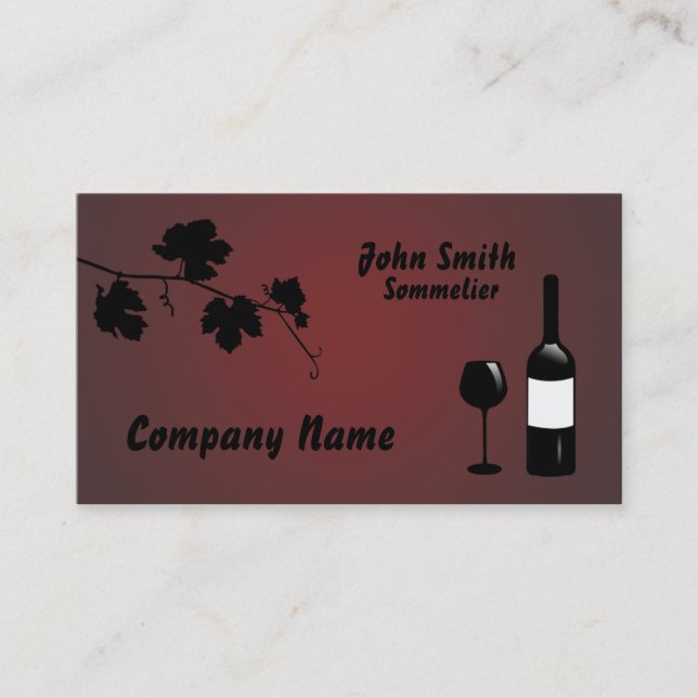 Carte De Visite Silhouette de vigne de bouteille de vin (Devant)