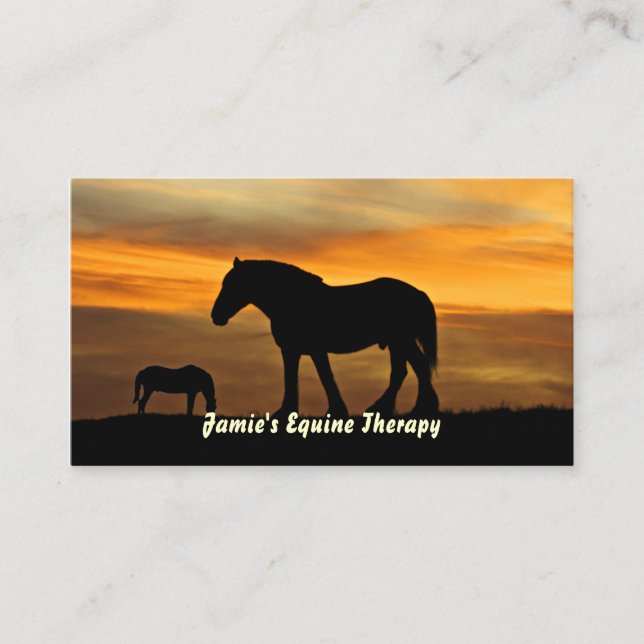 Carte De Visite Silhouette des chevaux au thérapeute équin de (Devant)