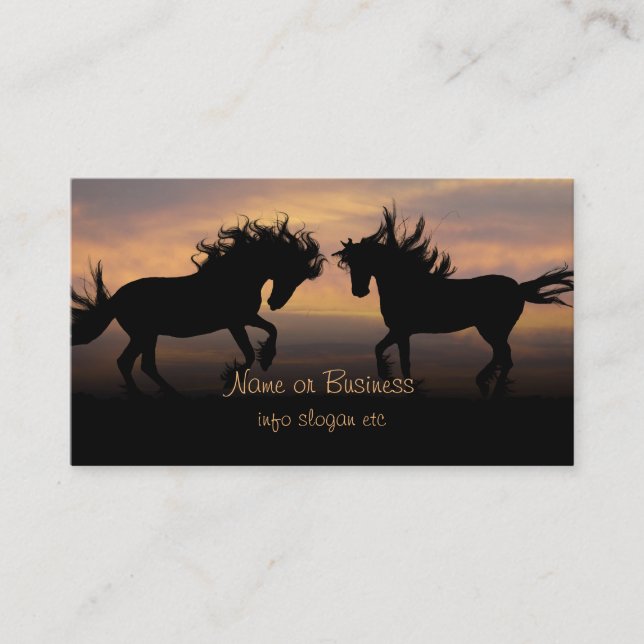 Carte De Visite Silhouette des chevaux sauvages (Devant)