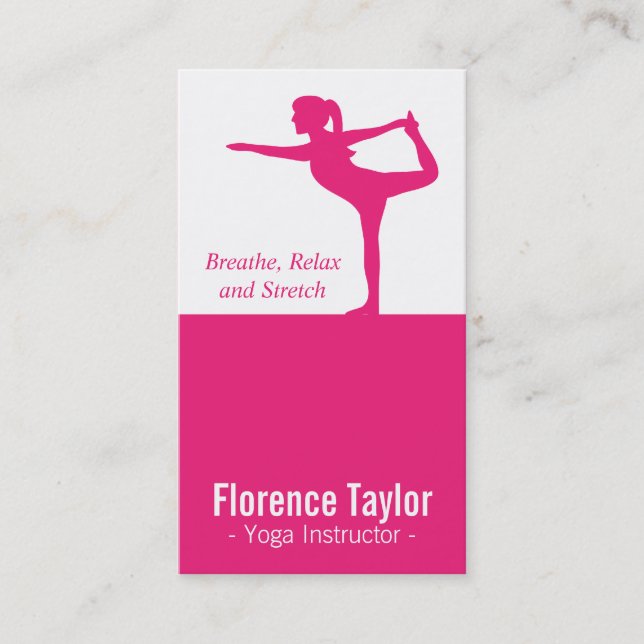 Carte De Visite Silhouette d'étirement rose vif pour instructeur d (Devant)
