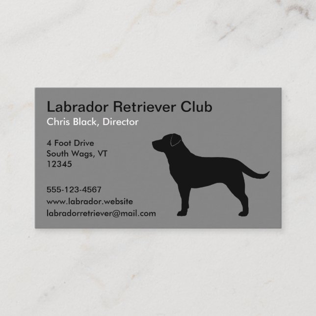 Carte De Visite Silhouette du trieur du Labrador noir (Devant)