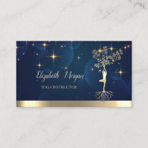 Carte De Visite Silhouette femmes Arbre d'or, Étoiles, Instructeur