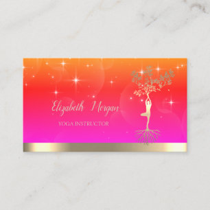 Carte De Visite Silhouette femmes Arbre d'or, Instructeur de Yoga