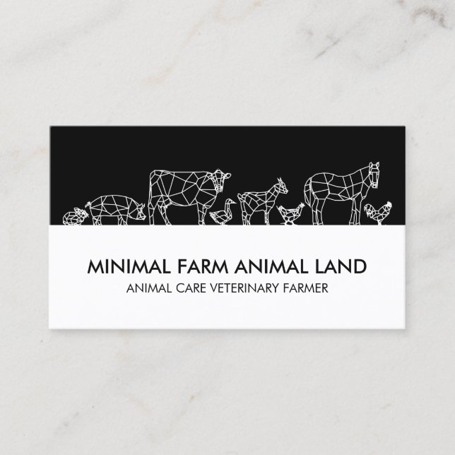 Carte De Visite Silhouette Ferme Canard Vache Chèvre Singe Poulet (Devant)