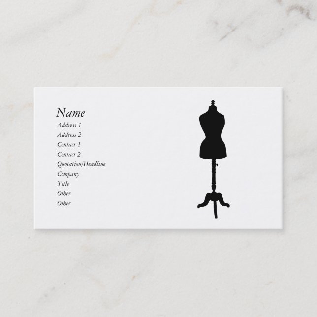 Carte De Visite Silhouette II de forme de robe (Devant)