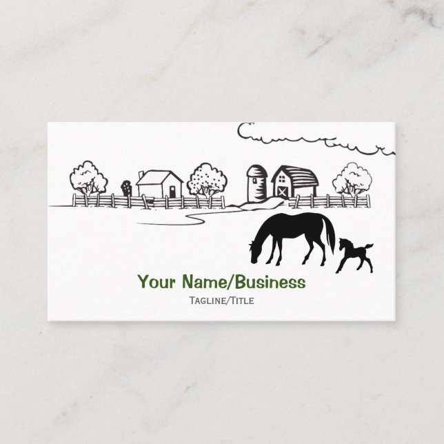 Carte De Visite Silhouette Mare et Foie Country Farm Horse (Devant)